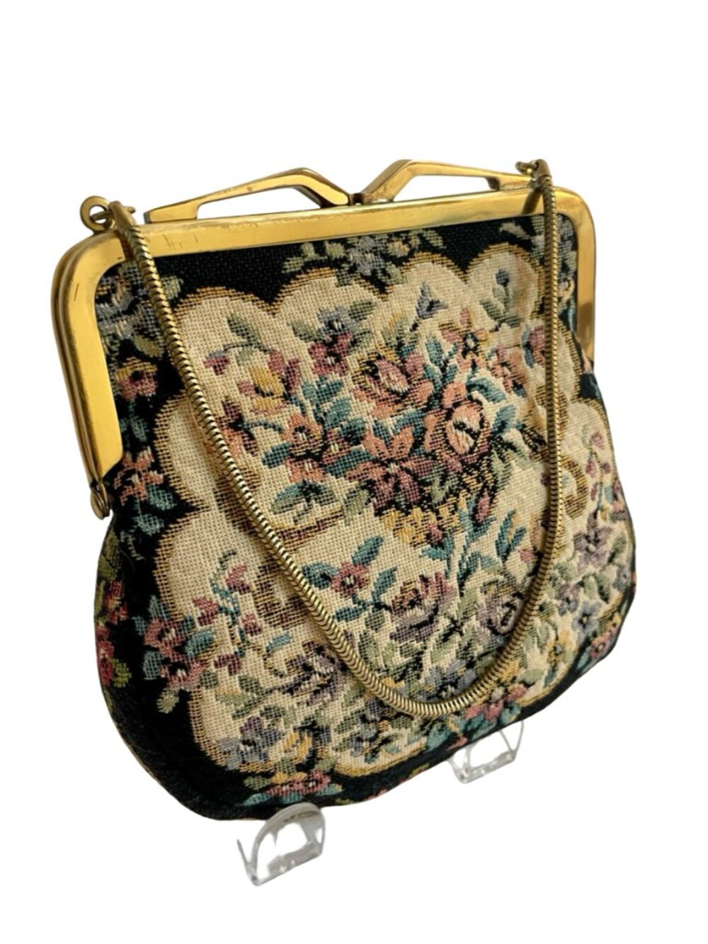 Vintage Simpson's Floral Tapestry Evening Bag with Chain Strap - Picture 7 of 11